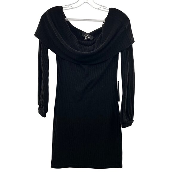 Lulus Women's Off Shoulder Cowl Neck Ribbed Mini Dress Size Medium New - Picture 1 of 9